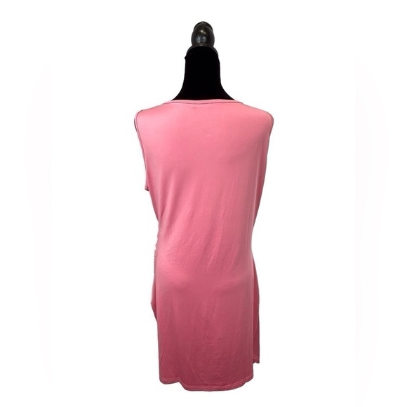 Gracyoga Classic & Comfy Asymmetrical Sleeveless Ruched Pink Dress Size-XXL NWT - Picture 5 of 10